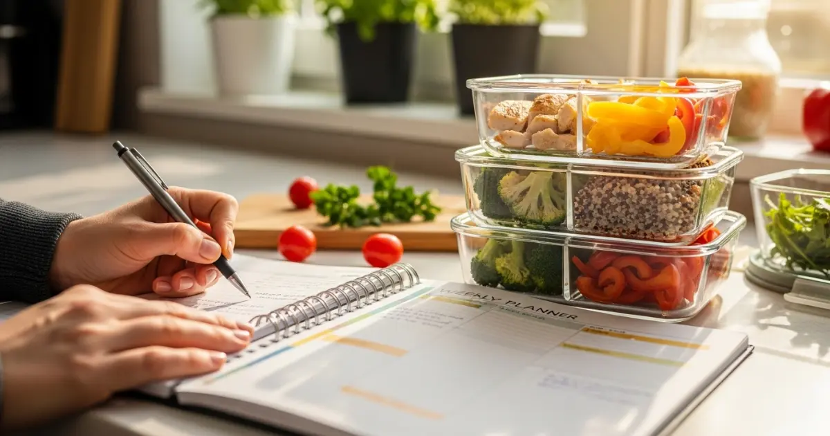 Planejamento semanal de refeições e organização da dieta