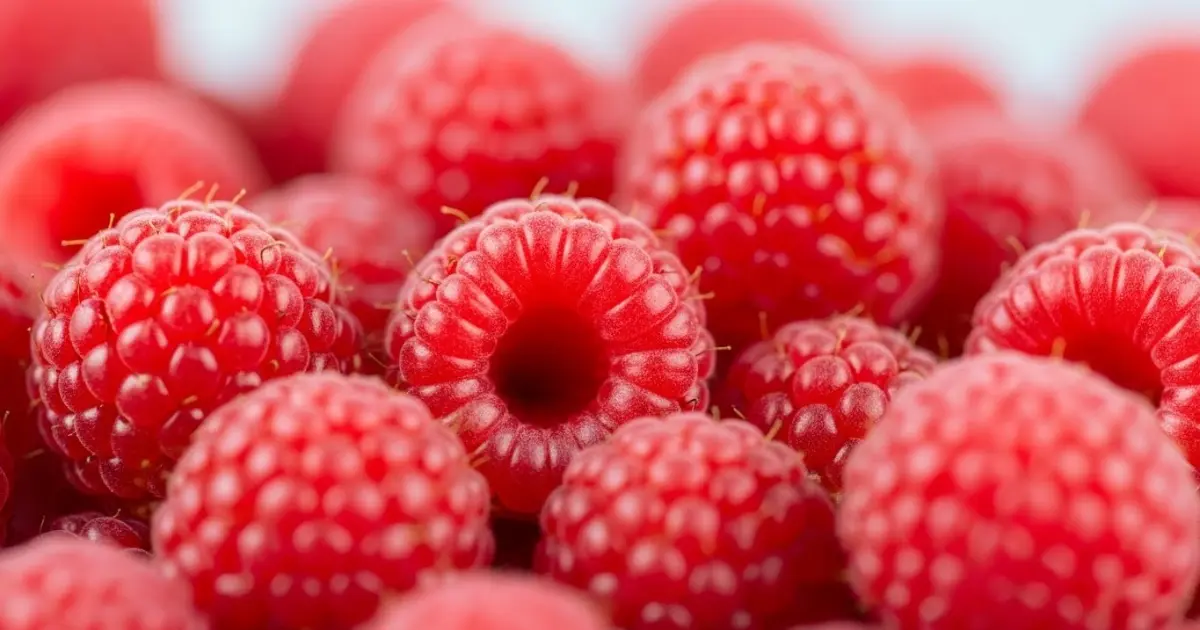 Framboesas frescas e suculentas