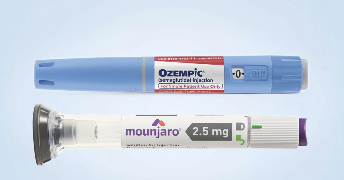 Canetas injetoras mounjaro e ozempic lado a lado