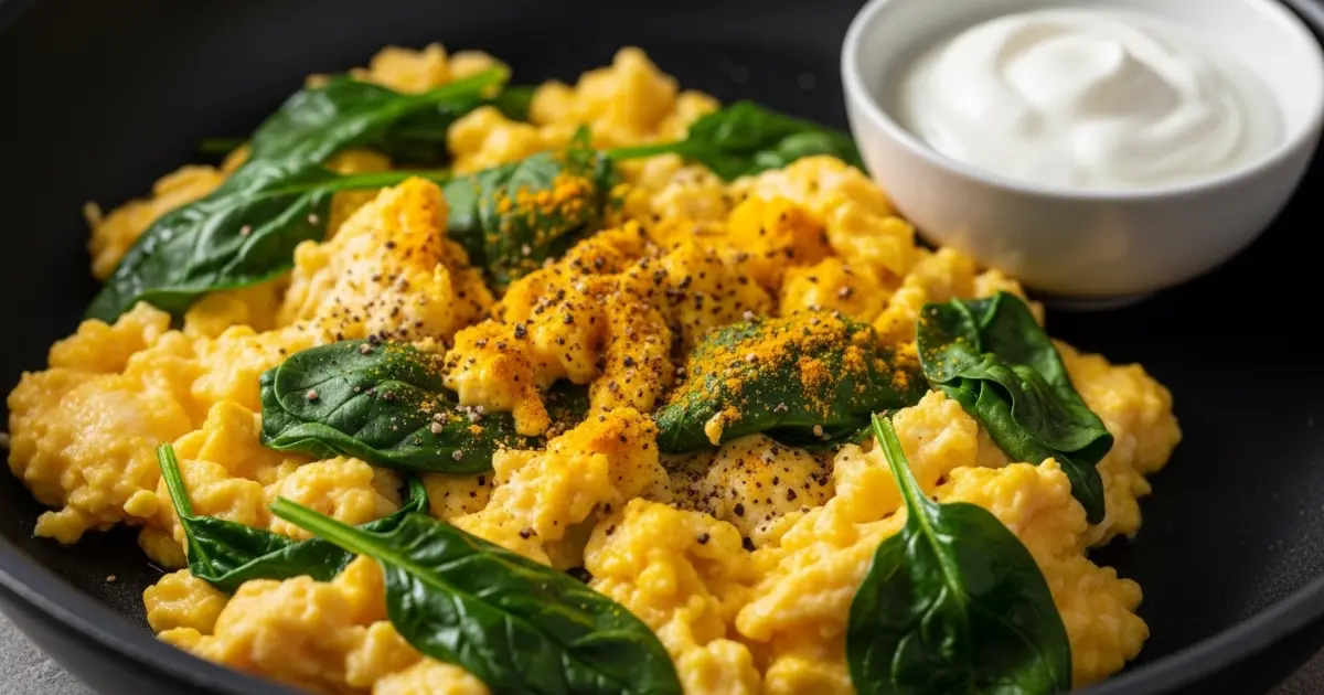 Ovos Mexidos com Espinafre na Frigideira