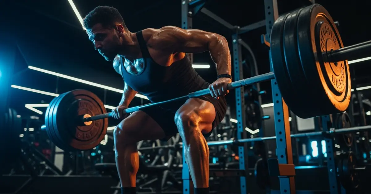 Pessoa treinando pesado na academia para melhorar o metabolismo antes da refeição livre